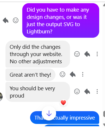 Message thread: Nicola confirms the only changes were on the website. No other adjustments.