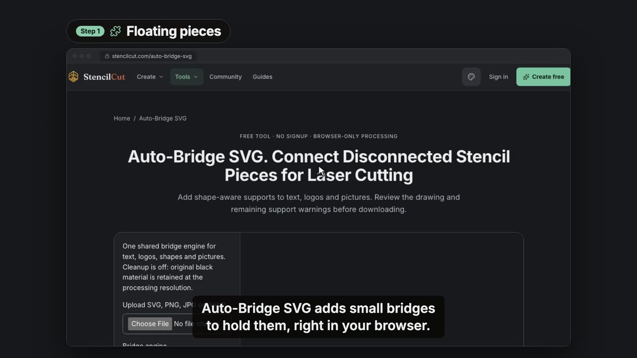 Join floating stencil pieces with Auto-Bridge SVG, video poster
