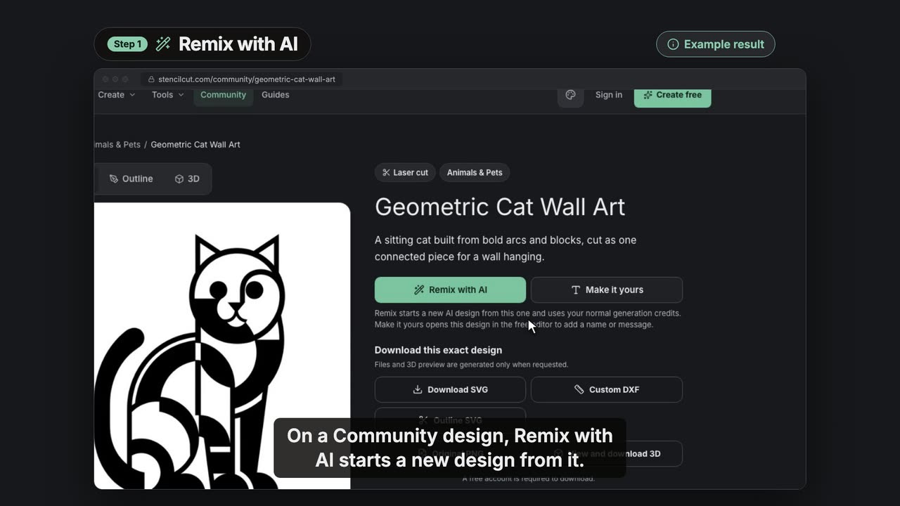 Remix a Community design with AI on StencilCut, video poster