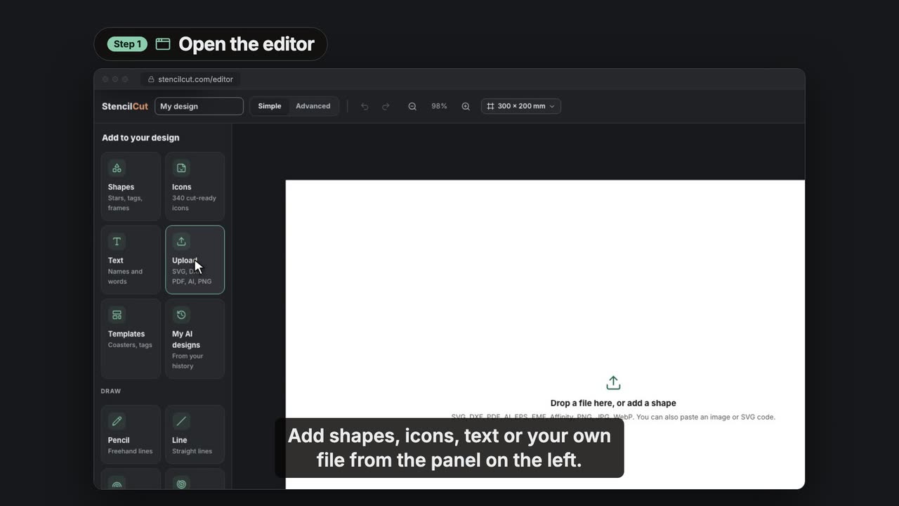 Design a named keychain in the StencilCut laser editor, video poster