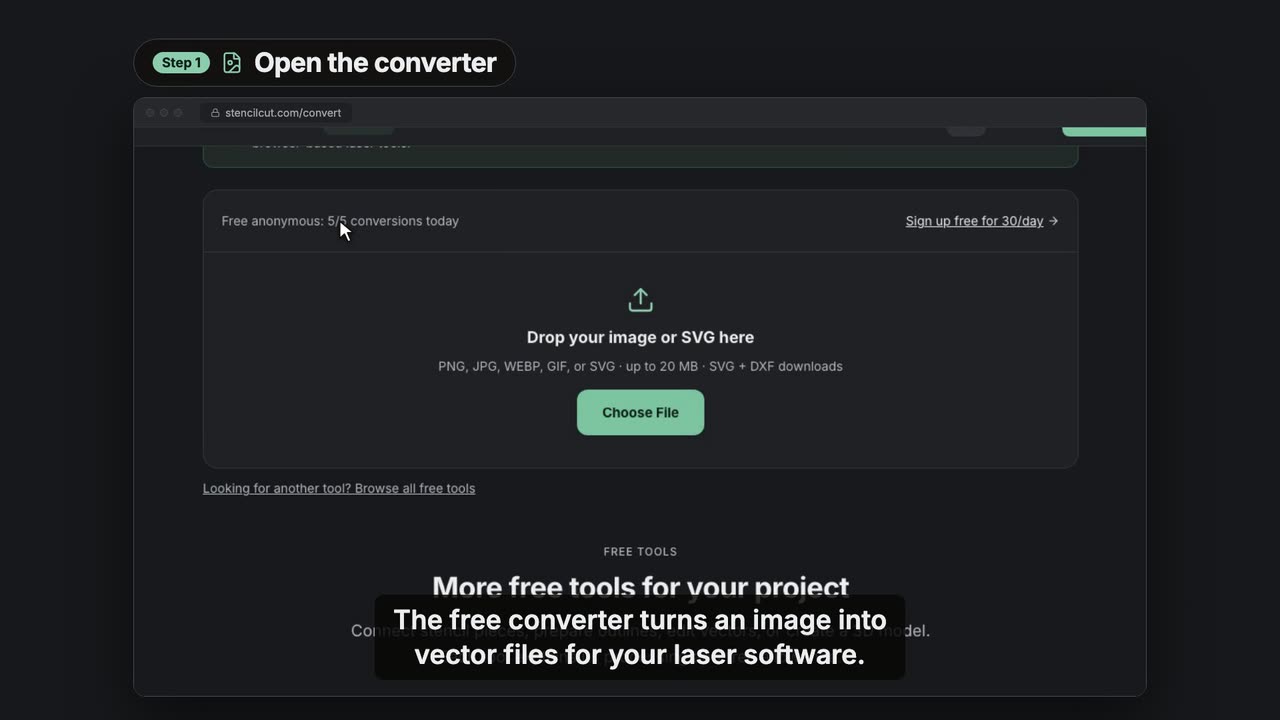 Convert an image to SVG and DXF for your laser, free, video poster